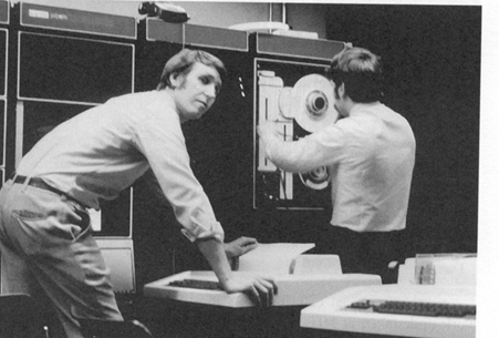 Bill Kovacs and Doug Stoker in SOM computer room around 1977